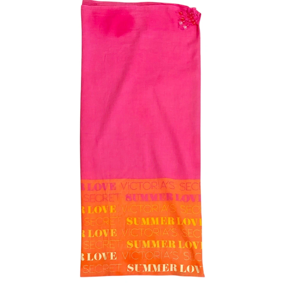 Victorias Secret Playa Cubrimiento Crucero Vacaciones Vacaciones Rosa Naranja 100% Algodón Foto 3 de 4
