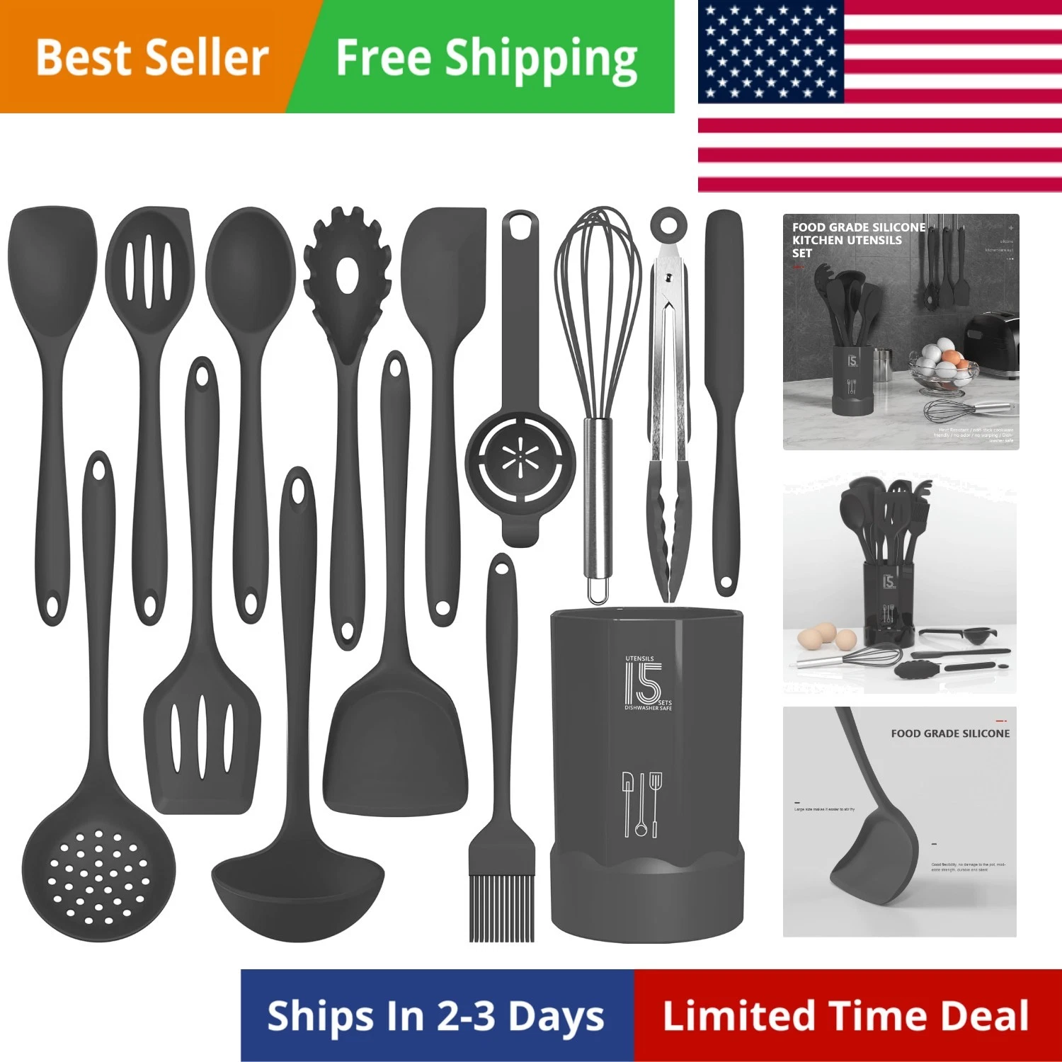 Silicone Cooking Utensils Set - 446°F Heat Resistant Kitchen Utensils,Spatula...
Opens in a new wind