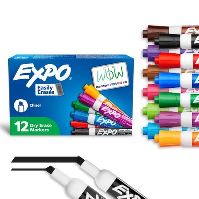 12 Count Low Odor Dry Erase Markers Chisel Tip Assorted Colors Whiteboard