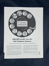 Magazine Ad* - 1949 - AT&T / Bell System - 800,000 Stockholders