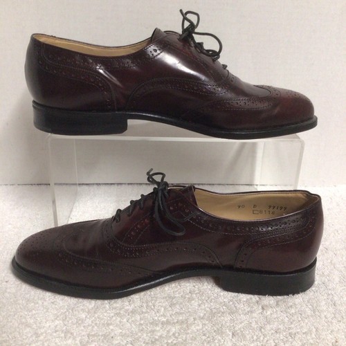 Vintage COLE HAAN Shoes Mens 9 D Burgundy Oxford Leather Wingtip Dress USA READ - Picture 2 of 11