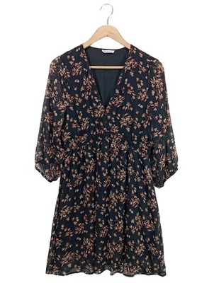 CACHE & CACHE Sommerkleid Damen Kleid Gr. DE 38 schwarz-hellorange Casual-Look