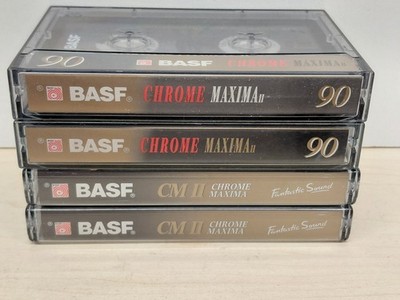 4x Basf Chrome Maxima 90 *UNBESCHRIFTET+Sticker* Kassette Cassette TYPE 2 IEC II