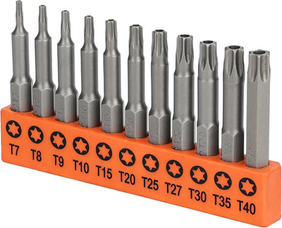 Security Torx Bit Set 11pc T7-T40 S2 Steel Magnetic Tamperproof Star Bits