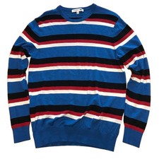 Uniqlo JW Anderson Merino Border Crew Neck Sweater L Blue Wool 100%