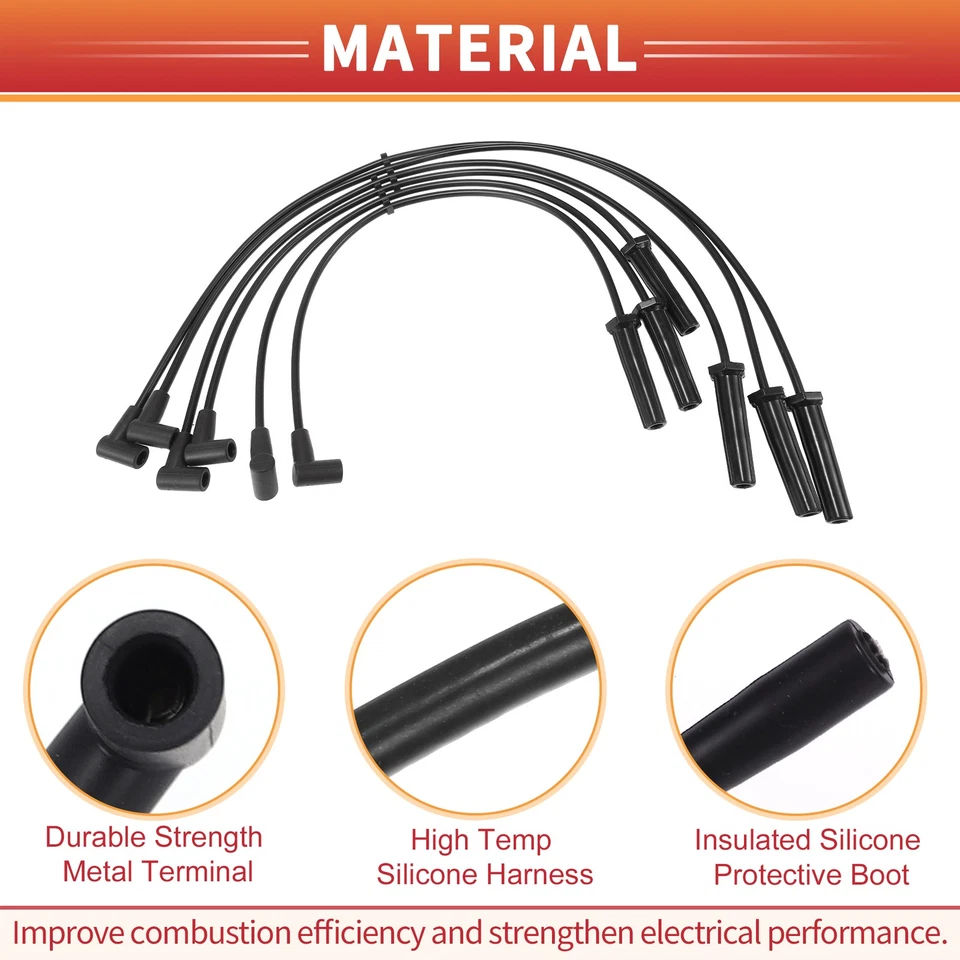 Pacote com 6 fios de bobina de ignição de vela de ignição para carro Chevrolet Impala 2000-2005 - Imagem 4 de 4