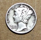 1941  D     MERCURY  SILVER   ACTUAL  COIN                           90224211-06
