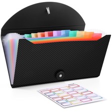 Nicecho Receipt Coupon Organizer, 13 Pockets Small Accordion File Black