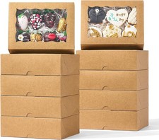 8PCS Brown Bakery Boxes with Window, 8x6x2.5 Inch Gift-Ready Pastry Box for Choc