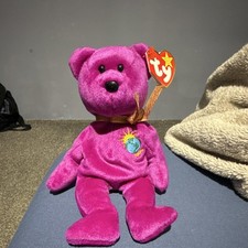 Ty Beanie Babies Millenium Bear Plush 1999 Retired Purple With Tags