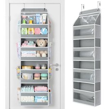 Yecaye 5 Tier 1Pc Over the Door Organizer, Stuffed Animal 1 Pack 5 Tier, Grey