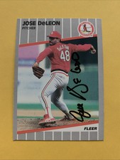 Jose DeLeon SIGNED 1989 Fleer #449, St. Louis Cardinals, AUTOGRAPHED