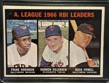 Topps 1967 #241 AL RBI Leaders Robinson Killebrew Powell Baseball Card