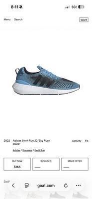 Men s size 7 Adidas Swift Run 22  Sky Rush Black 