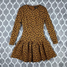 Alexia Admor Dress Womens Extra Small Brown Leopard Print Long Sleeve Mini