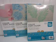 Lot of 3 Copy Paper 30% Recycled 8.5" x 11" Purple Blue Pink  100 Sheets ea New