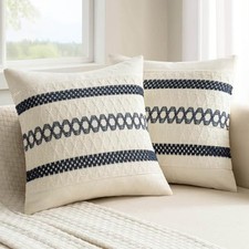 Set of 2 Boho Decorative Pillow Covers 18x18 18" x 18" Pack of 2 Navy Blue
