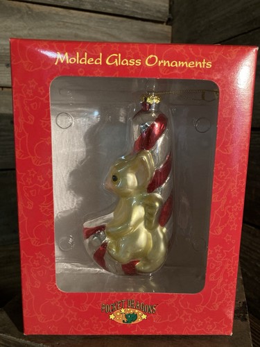 NOS 1998 Pocket Dragon On Candy Cane Molded Glass Ornament Real Musgrave - Picture 2 of 5