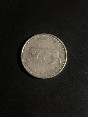 1967 Canada Bobcat Quarter 25 Cent 80% Silver Coin Elizabeth II