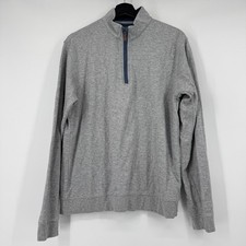 Johnnie-O Mens Medium Gray Heather Quarter Zip Pullover Lyocell Cotton Blend