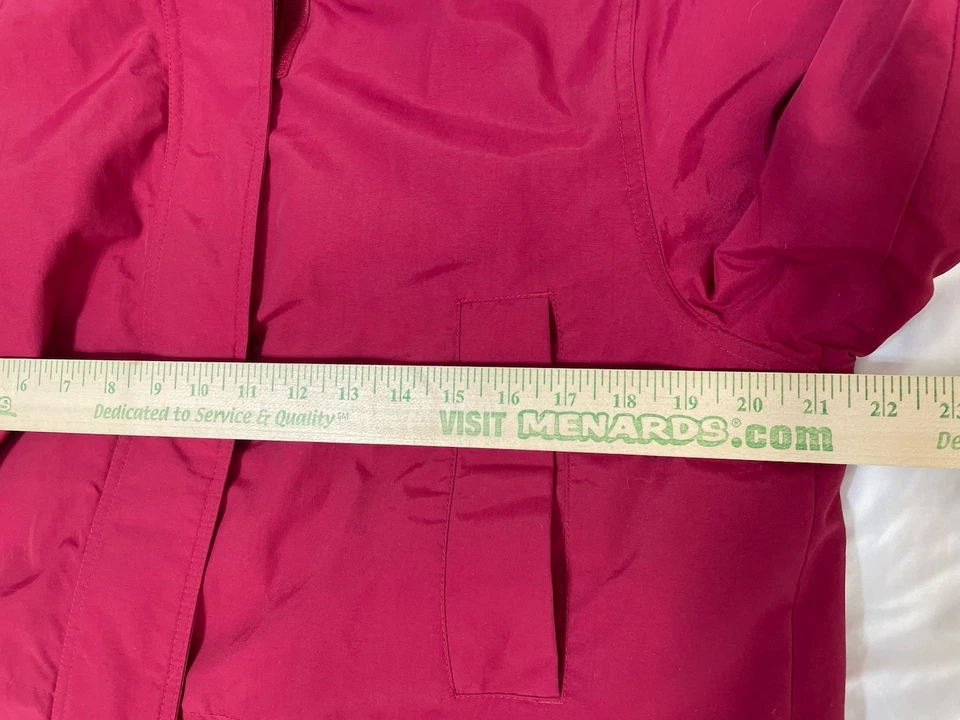 Lands End Polartec 外套女式 M 10-12 勃艮第羊毛绗缝衬里冬季保暖 — 第 4/4 张图片