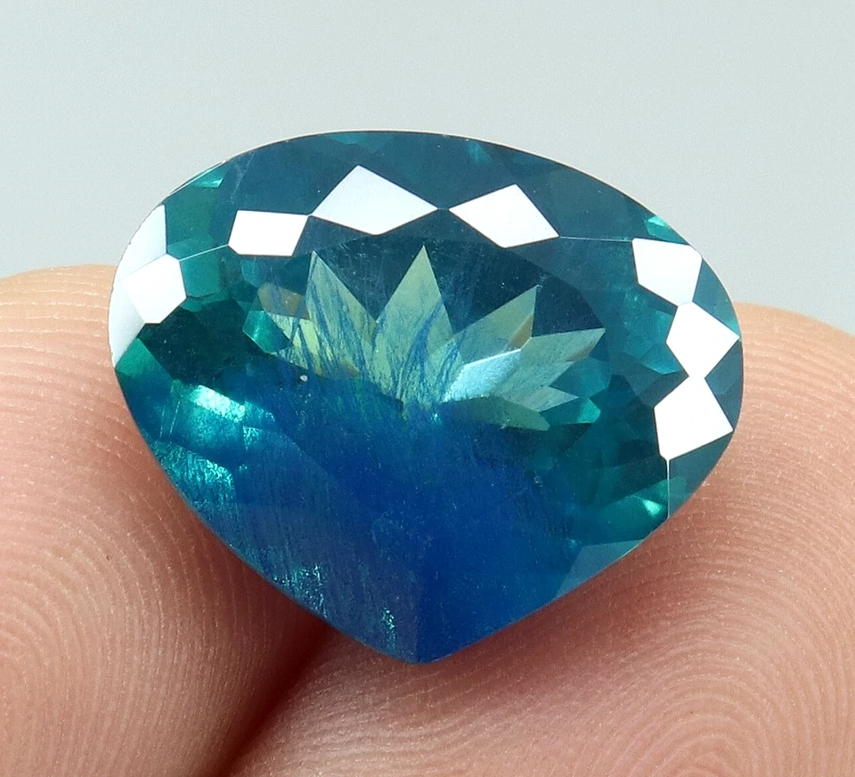 Natural Ceilán Impecable Azul Verde Parti Zafiro Pera Corte Piedra Preciosa S... - Imagen 3 de 4