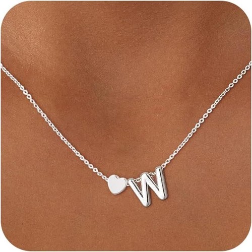 Collares con inicial de corazón para mujer enchapados en oro de 14K delicado corazón letra de la A a la Z - Imagen 202 de 265