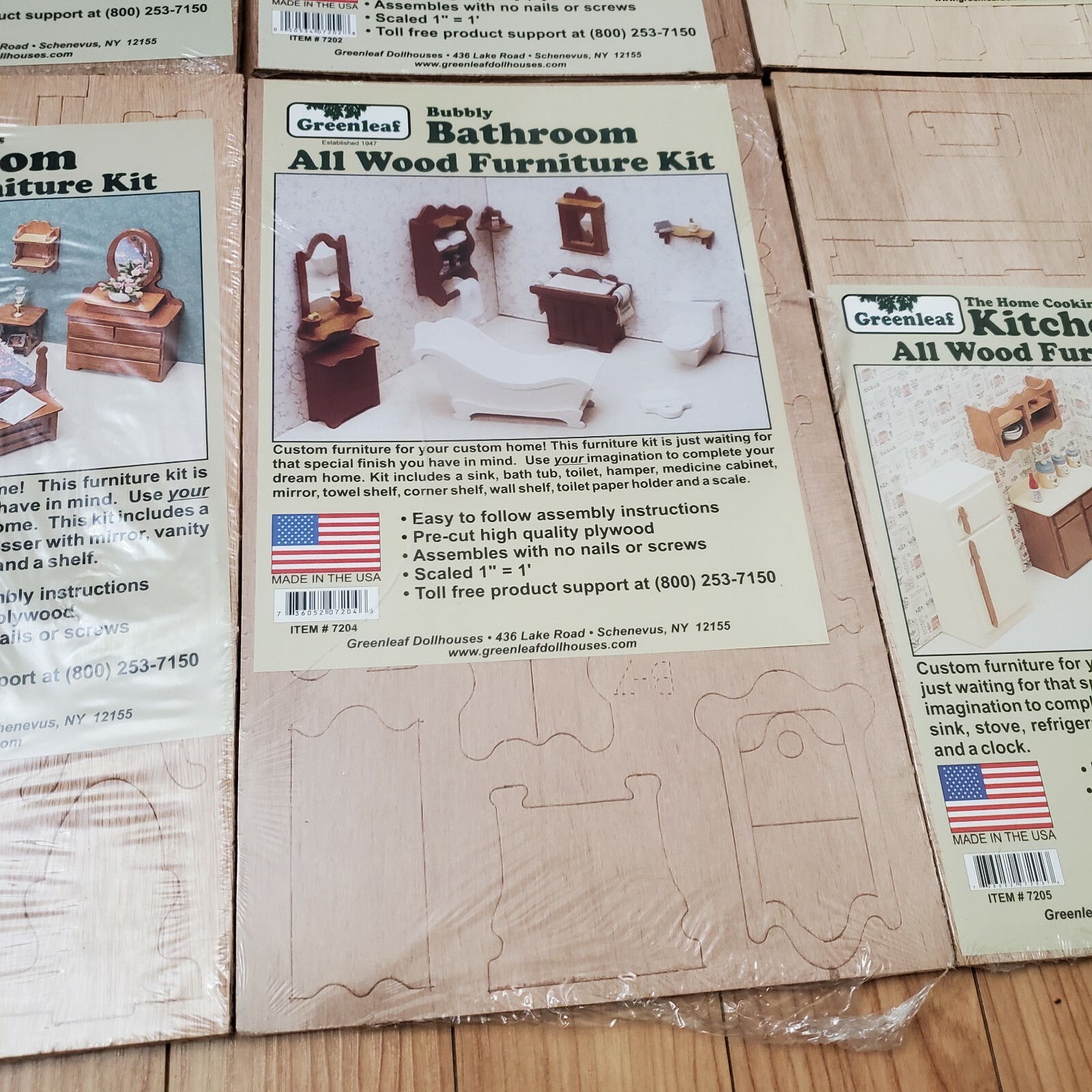 Vtg Greenleaf Dollhouse Furniture Kit Lot of 6 Wood Complete Set