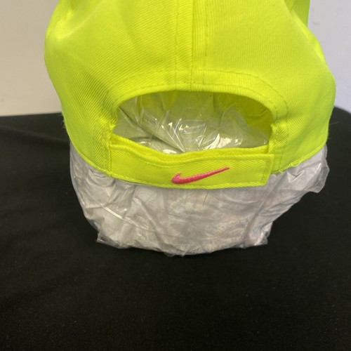 Nike Cap Hat Kids Size 4-6X Adjustable Yellow Neon Pink Embroidered Swoosh /631 - Picture 2 of 4