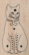 Sitting Cat 1 1/4 x 2" Rubber Stamp, Cat Stamp, Cat Lover Stamp