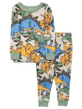 Infant  Toddler Boys Green Jurassic World Dinosaur Print Pajamas Set