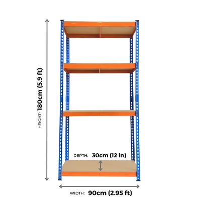 TRADE PRICE DEALS Garage Shelving Warehouse Racking Unit 180hx90wx30d Metal Shed Storage 4 Tier