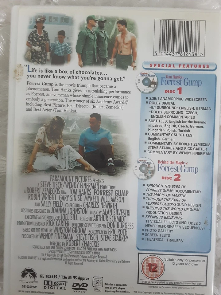 Forrest Gump Special Collector's Edition (DVD, 1994) - Image 2 of 4