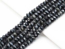 High-Quality Black Tiger Eye - 2x4/4x6/5x8mm Faceted Rondelle Beads - Sku UA259