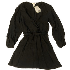H & M Women's Dress Black with Belt Lenzing Ecovero Viscose Small NEW