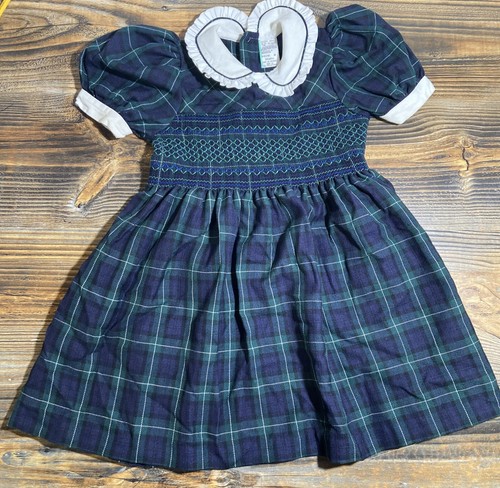 Vintage kariertes Kleid von Baby Togs blau und grün Größe 4T 1997 90er - Bild 2 von 12