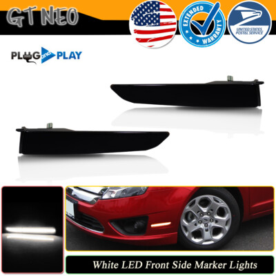 1Pair Smoked White LED Lamps For 2010-2012 Ford Fusion Front Side Marker Lights