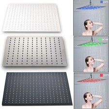 Bathroom LED Rainfall Shower Head Combo Square Top Sprayer Faucet Wall/Ceil Moun