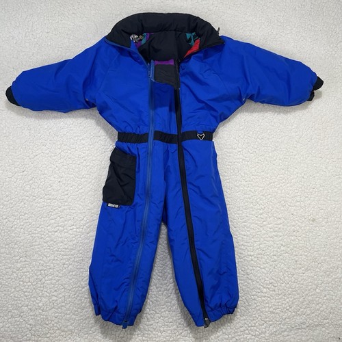 Obermeyer Vintage Reversible Kids Ski Suit Snowsuit Blue Red Toddler Youth 80s - Picture 8 of 13
