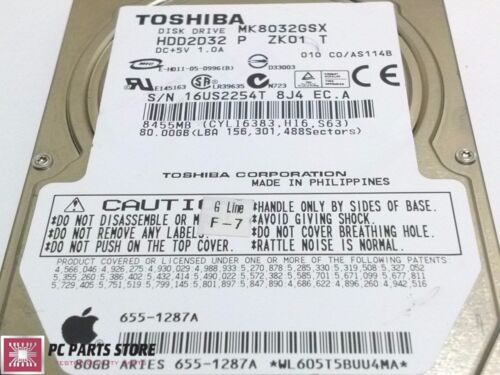 Toshiba 80GB 2.5" MK8032GSX HDD2D32 P ZK01 T G5B001355000-A PCB PARTS REPAIR - Picture 2 of 6