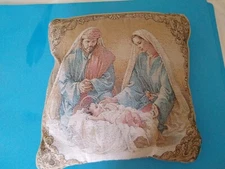 Christmas Nativity Holy Family Accent Throw Pillow 16 Inch Square