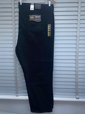 LEE Herren Black Jeans 60W 32L Regular Fit Straight Leg Double Black Denim
