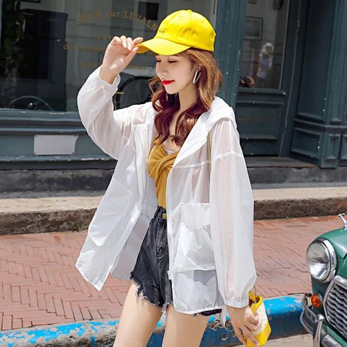 Women Thin Sun Protection Hooded Jacket Outwear Zipper Coat Stand Collar Summer - Picture 10 of 12