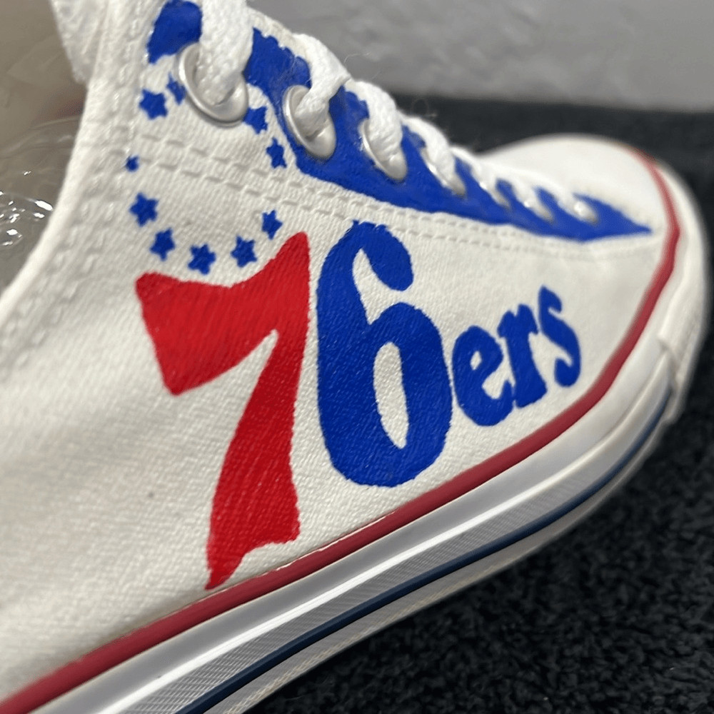 Custom CONVERSE Chuck Taylor x Philadelphia 76ers Sneakers -RARE- Sz 10 - EUC thumbnail 7