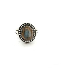 Sterling Silver Labradorite Ring Size 7.75 -Stone 10 x12mm