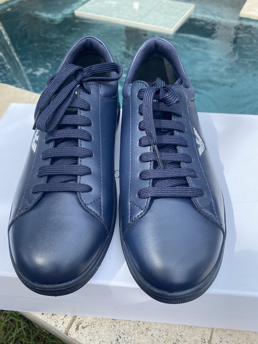 Armani Men's X3X263 Men's Navy Blue Leather Sneakers | eBay