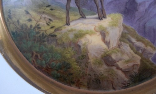 Ancien 19thC KPM Berlin Porcelaine Plaque Chamois Scene Scenic Porzellan Teller - Photo 5 sur 8
