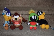 Lot of 4 Toy Factory Looney Tune Taz, Road Runner, Martian, Daffy Plush Stuffed