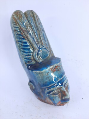 RARE ANCIENT EGYPTIAN ANTIQUE Statue of Stone Amun Amon Head Bust Hieroglyphic