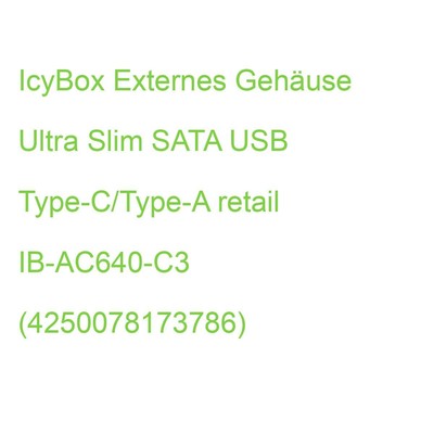 IcyBox Externes Gehäuse Ultra Slim SATA USB Type-C/Type-A retail IB-AC640-C3 (42